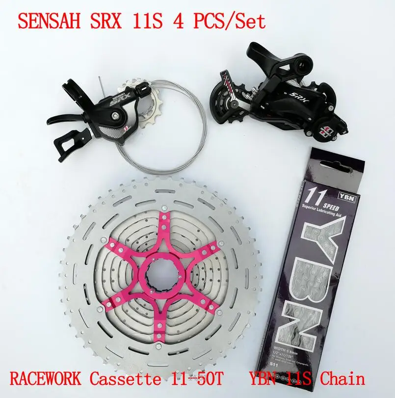 RACEWORK SRX 11 Скорость MTB переключатели список групп Racework 11-50 T кассета Цепь YBN 4 шт набор для SRAM shimano XT - Цвет: Зеленый