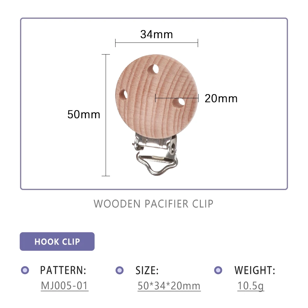 MJ005-01 TYRY.HU 1pc fox Pacifier Chain Clip Wooden crochet clip Food Grade Safety Silicone Clip Baby Teether Teething Bead Baby Products - Color: MJ005-01