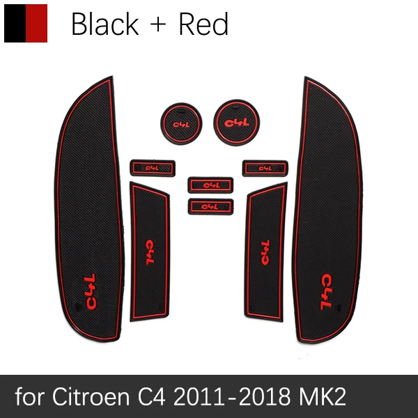 Противоскользящие резиновые ворота слот чашки коврик для Citroen C4 MK1 MK2 C5 C-Elysee C4 C5 Aircross DS 7 CElysee DS7 аксессуары наклейки - Название цвета: Red C4 MK2 11-18