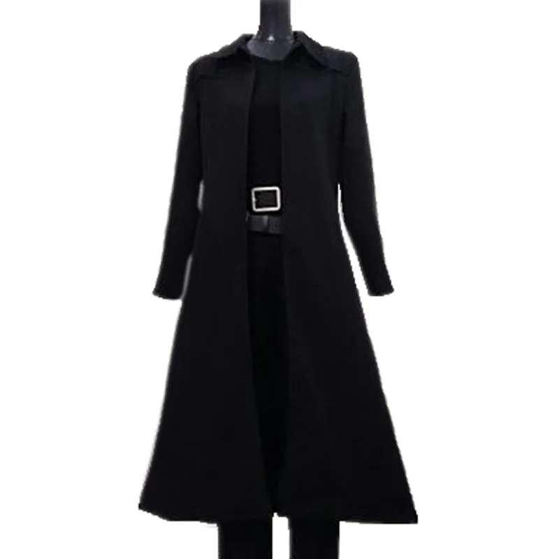 Matrix Neo Косплэй костюм черный плащ полный комплект изготовлен из искусственной