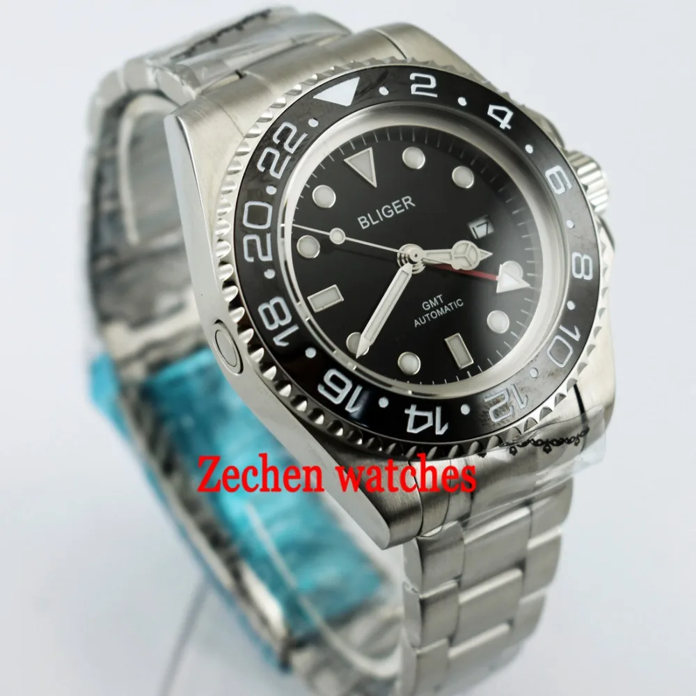 43 мм Bliger DG3804 GMT автоматические механические светящиеся мужские часы наручные |