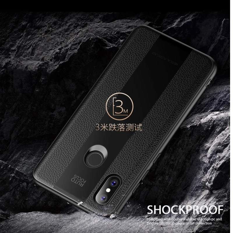 Vpower Luxury Case For Xiaomi Mi Mix 3 Leather Soft Silicone Plexiglass Armor CASE Phone Back Cover |