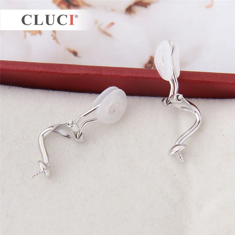 CLUCI роскошные 925 пробы серебряные серьги клипсы настройки для женщин жемчужные