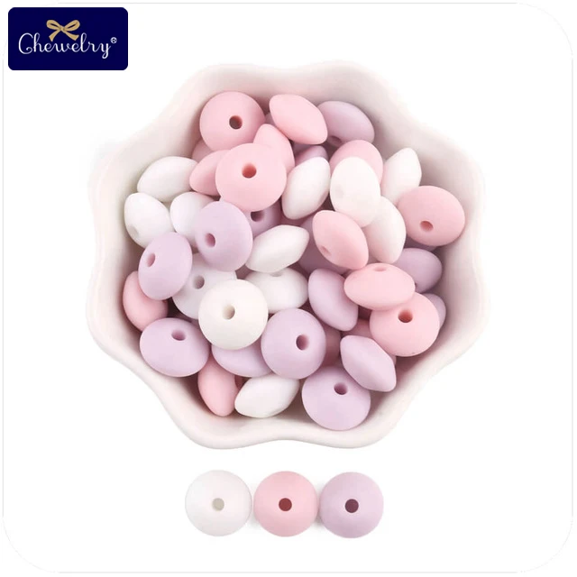 Pink Series CHEWELRY силиконовая бусина 40 шт. детский силиконовый Прорезыватель в форме сердца пищевой детский Кулон Жемчужный силиконовый маленький стержень детские товары игрушка - Цвет: Pink Series