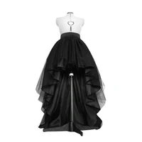 high low black tulle skirt asymmetrial hem tutu layered wedding bridal gown high waist pleated prom skirt gala stylish saia