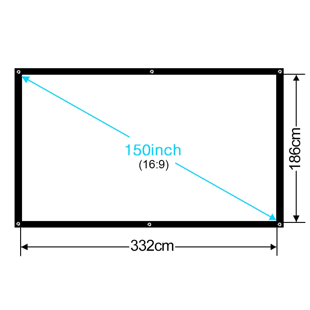 BYINTEK 120 дюймов 150 дюймов матовый белый ПВХ Мягкий Складной HD 1080P домашний кинотеатр проекционный проектор видео экран 16:9 с отверстиями