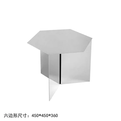 Silver 45x45x36H cm Скандинавский минималистичный кофейный мини-столик из нержавеющей стали для гостиной, креативный круглый титановый зеркальный столик для балкона, металлический чайный столик - Цвет: Silver 45x45x36H cm