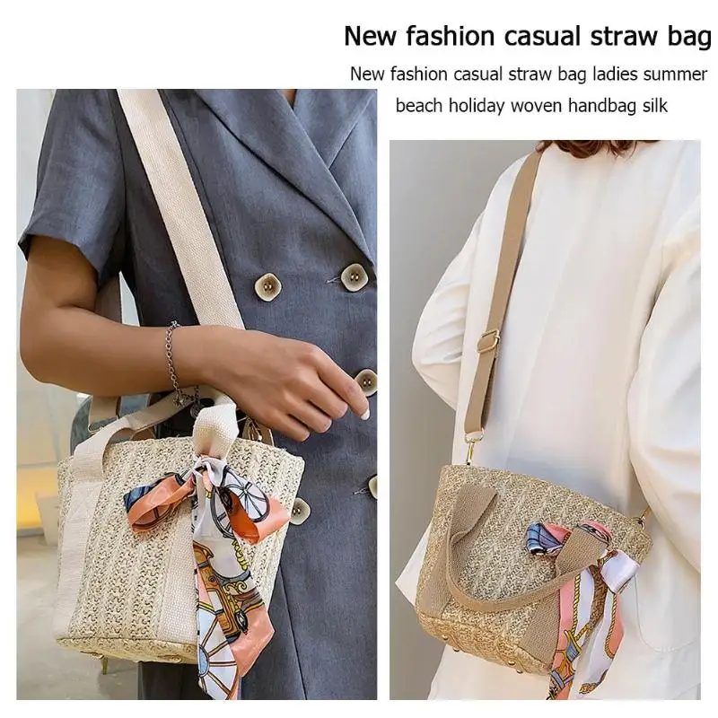 Шелковый декор сумки через плечо повседневные женские плетеная солома маленькие