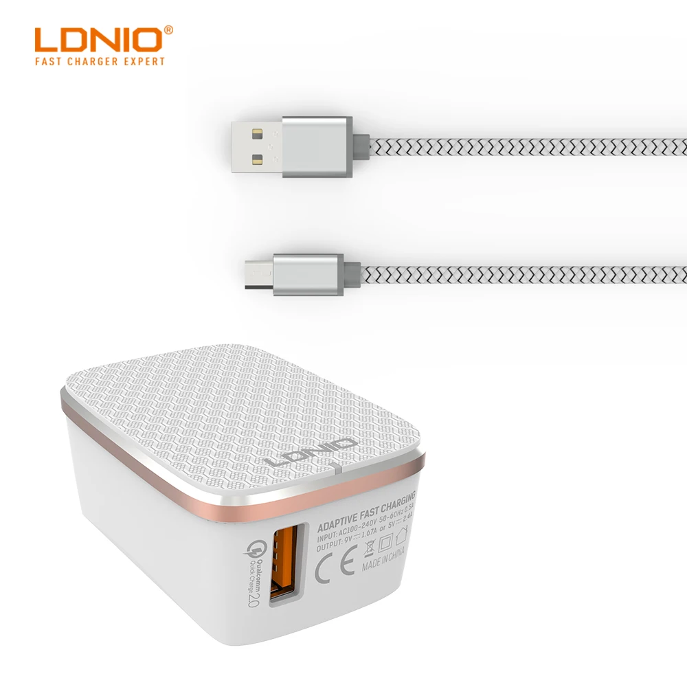 LDNIO A1204Q2.4A выход белый цвет один QC2.0 Быстрая зарядка USB порт зарядное устройство с