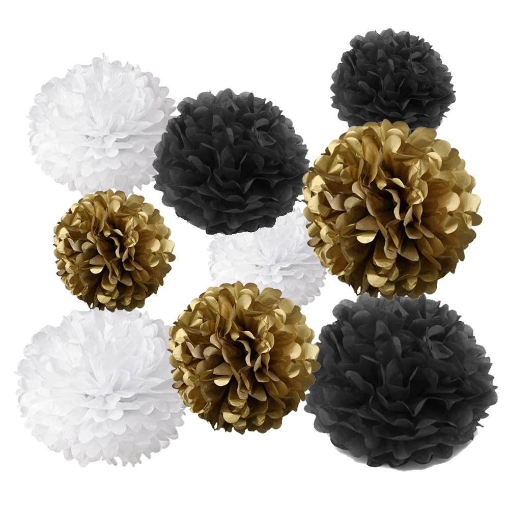 

One Pack (18PCS) Tissue Hanging Paper Pom Poms Flower Ball Wedding Party Outdoor Decoration Craft Kit PF-18GB