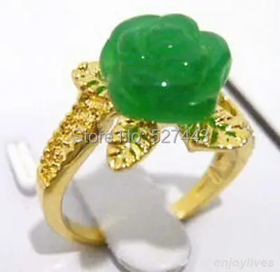 

Wholesale FREE SHIPP Green stone Rose Flower Yellow stone Ring Size: 6.7.8.9