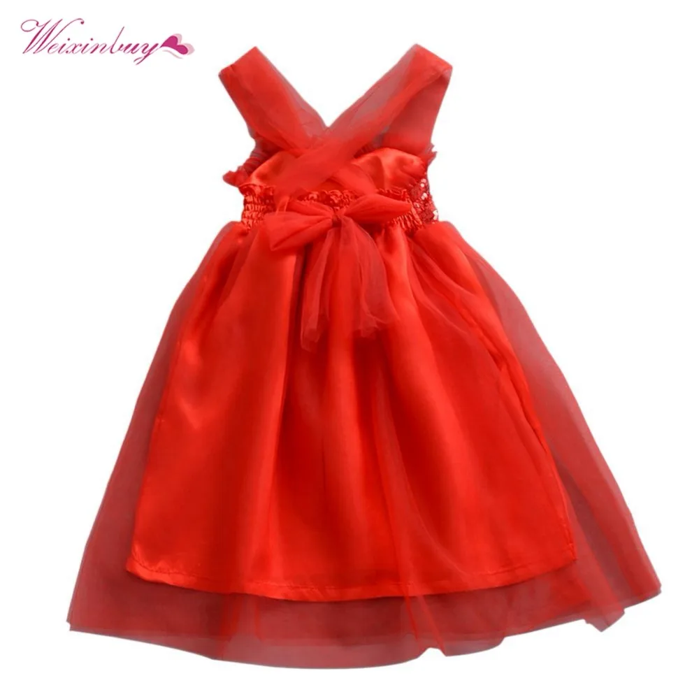 Baby Girl Princess Red White Dress Summer Tutu Wedding Birthday Party Dresses Girls Children Costume Teenager H1 | Детская одежда и