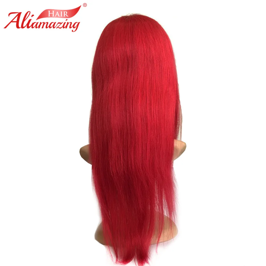 Ali Amazing Brazilian Silky Straight 150% Lace front Wig Remy Hair Ombre Red burgundy Human With Baby and Hairline | Шиньоны и парики