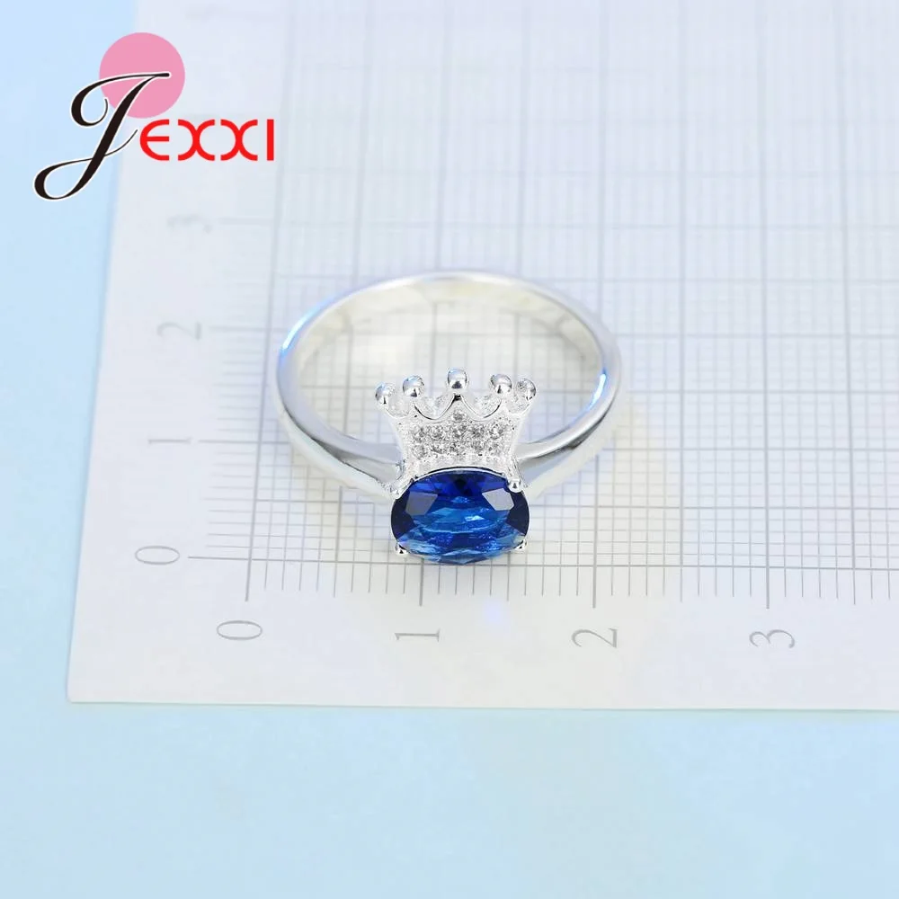 

New Designed Colored Cubic Zirconia 925 Sterling Silver Crown Style Noble Dazzling Exaggerated Ladies Jewelry Rings Daily