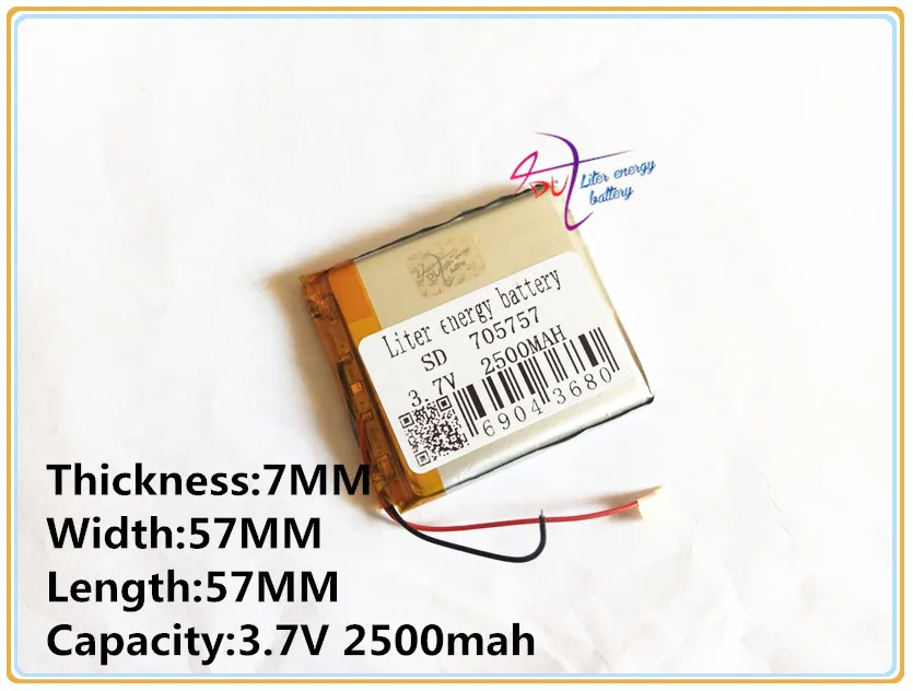 

3.7V polymer lithium battery 705757 2500MAH mobile power tablet GPS navigator