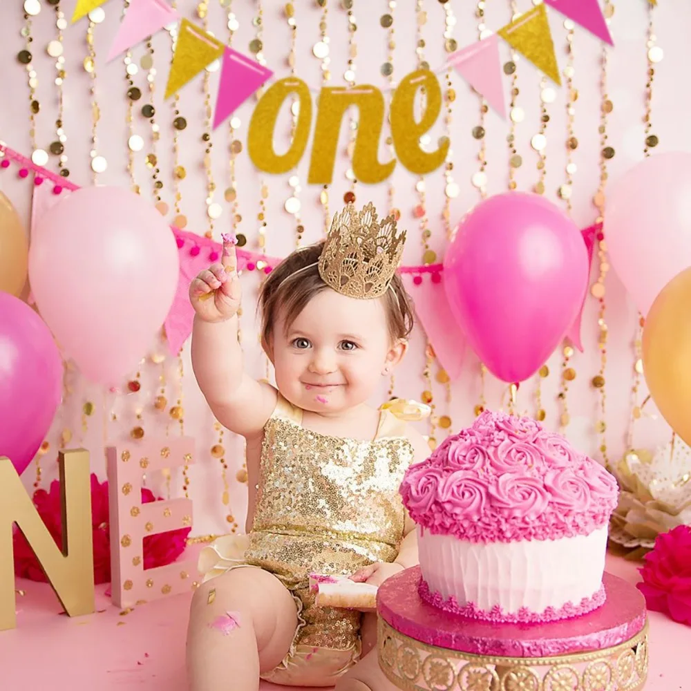 

Staraise 25pcs 1st Birthday Balloons Blue Pink Foil Balloons Baby First Birthday Decoration One Year Birthday Kids Party Decor