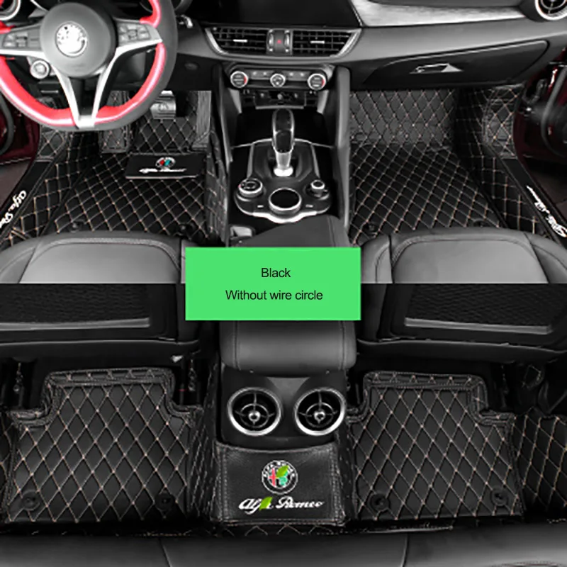 Black without wire QHCP автомобильные коврики для Alfa Romeo Giulia, Автомобильный Ковер, микрофибра, кожа, Роскошный Ковер, вкладыши - Название цвета: Black without wire