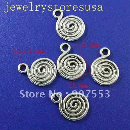 

60 шт. тибетские серебряные спиральные плоские круглые подвески H0150