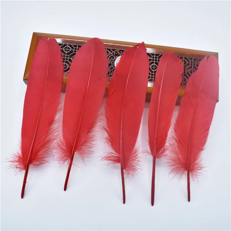 Оптовая продажа 50 шт./лот красные твердые гусиные перья 13 20 см 5 8 дюймов ювелирные