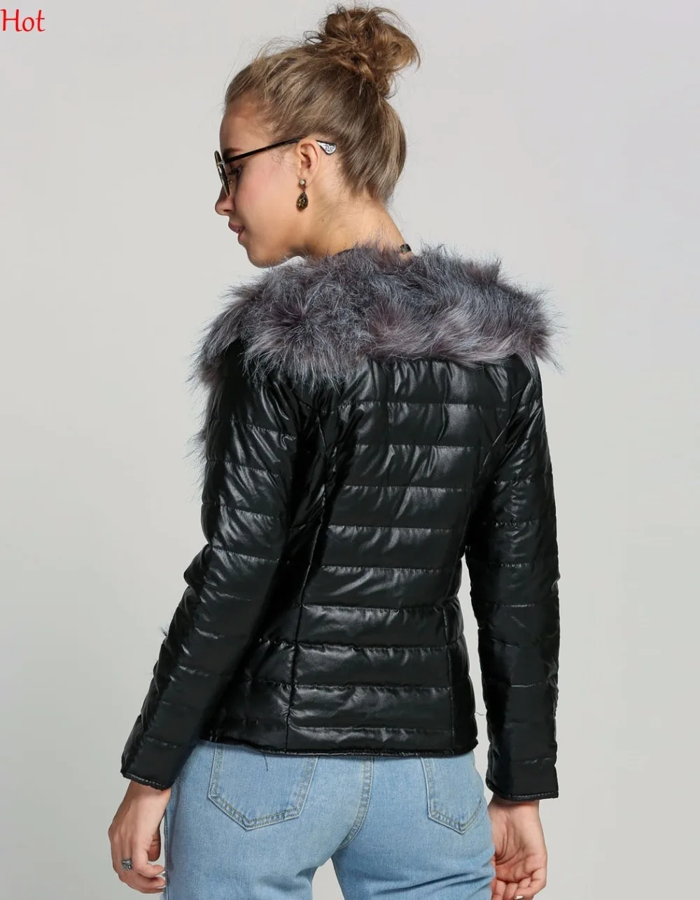 2017 женские зимние куртки с меховым ободком Новая мода из искусственного лисьего