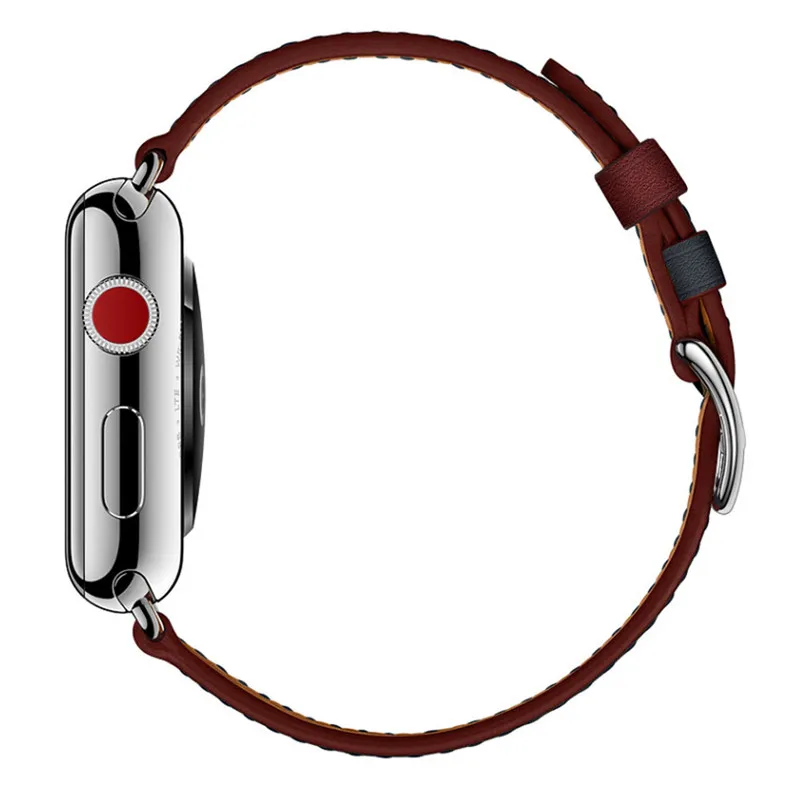 Ремешок из 2019 натуральной кожи для Apple Watch Series 5 4 3 2 1 44 мм 40 42 38 сменный Браслет