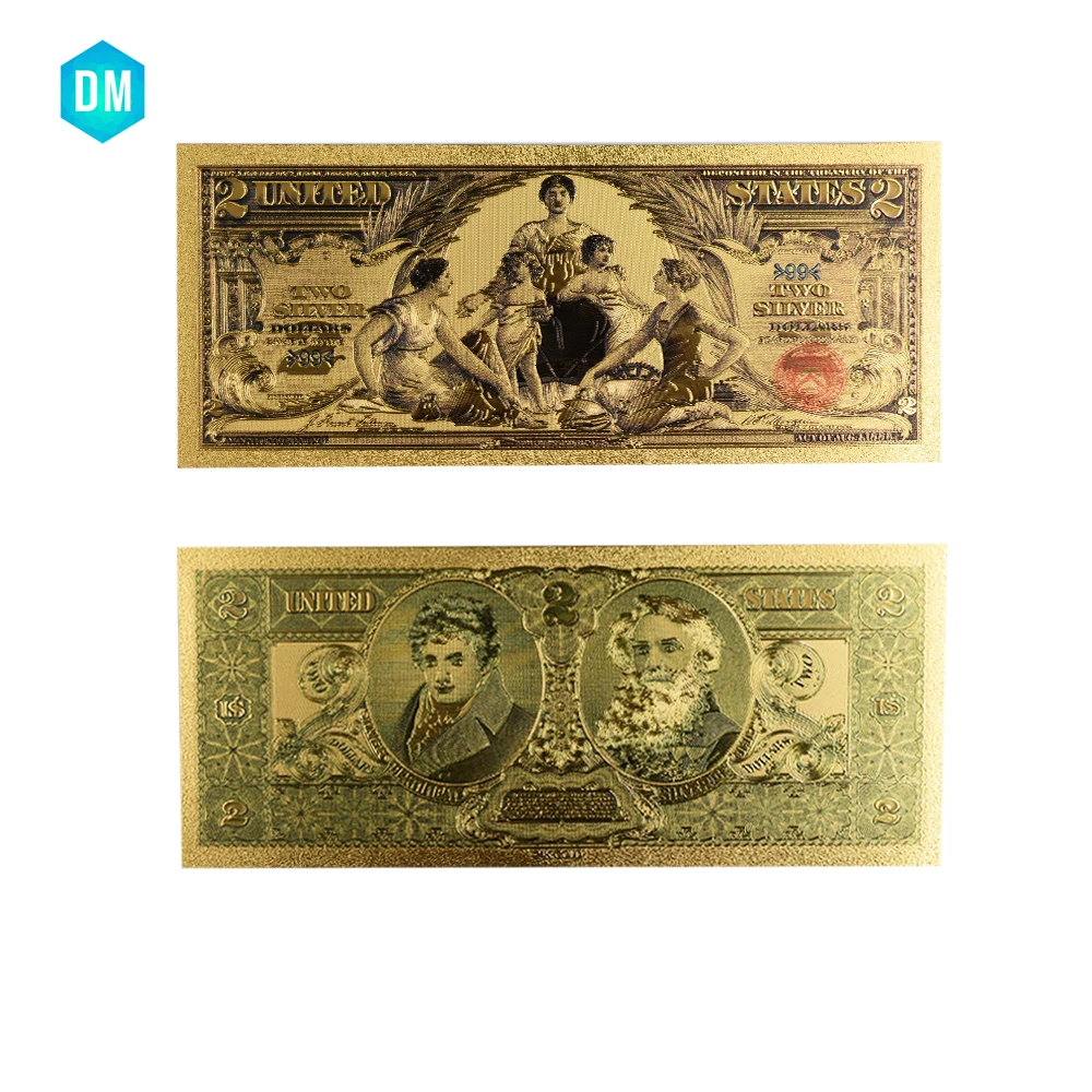 1896 год Красочные золотые банкноты 24k 999 9 Позолоченные деньги США декоративный