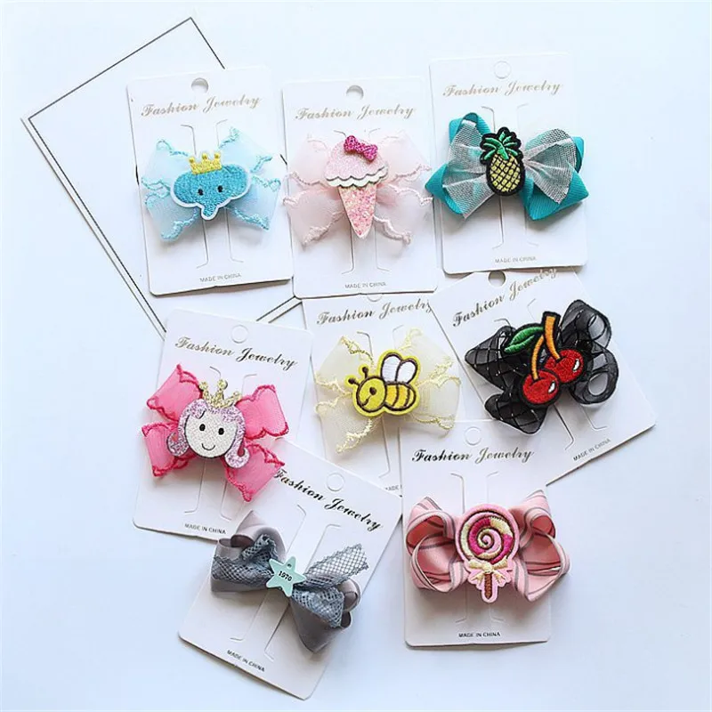 10 шт./лот милые праздничные заколки для волос с бантом в виде животных со слонами