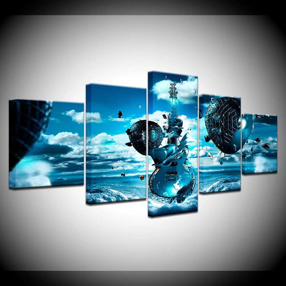 Творческое искусство гитара Музыка рок настенный принт 5 шт. холст обои