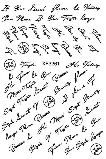 XF3261 Black Text Tag LOVE Nail Sticker Decoration Back Glue Letter Love Label Decals Manicure Design Forever Young Stickers for Nails Foil - Цвет: XF3261 Black