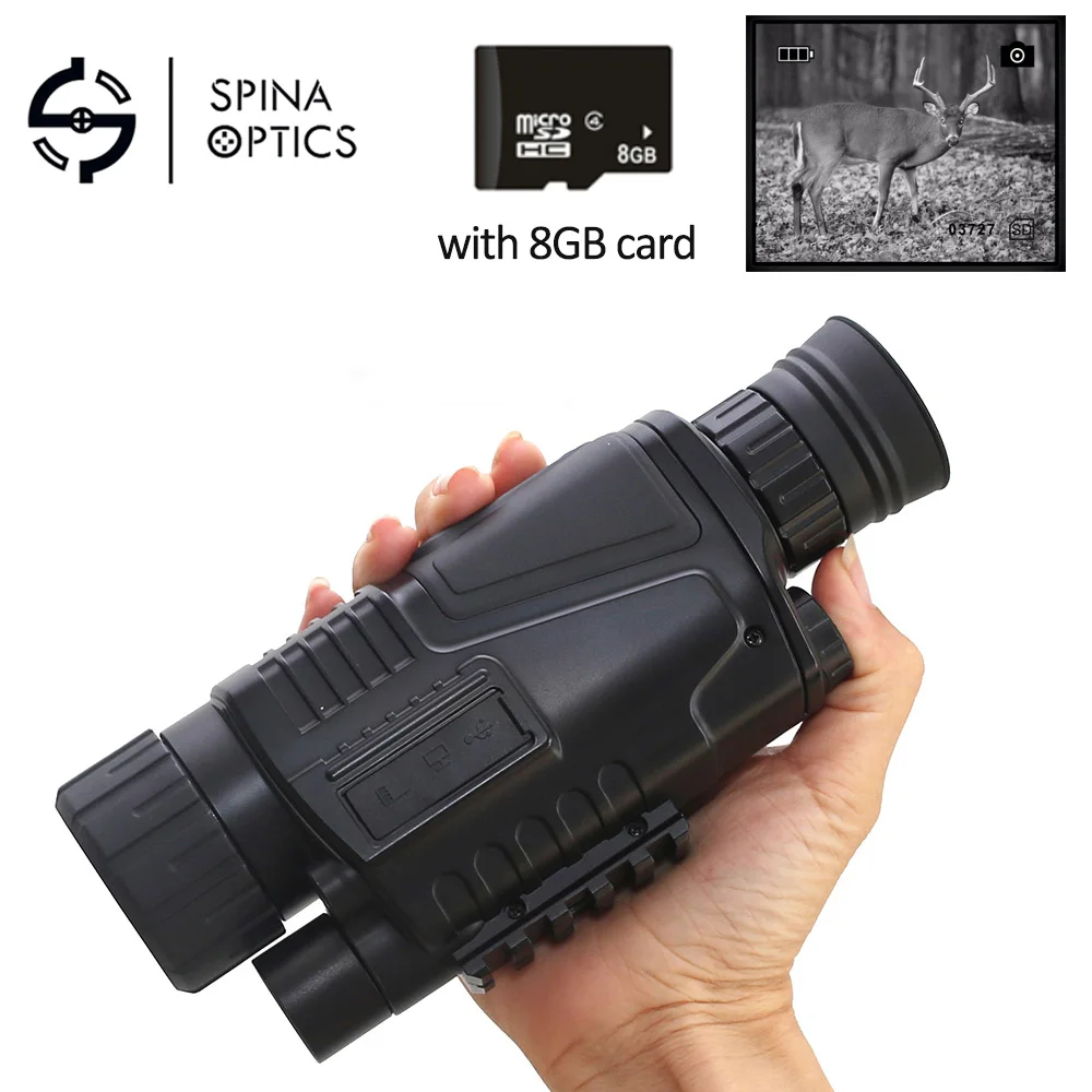 Spina Оптика 5X40 цифровой ночного видения Монокуляр прицел Инфракрасный HD Охота камера устройство с 8 Гб карты