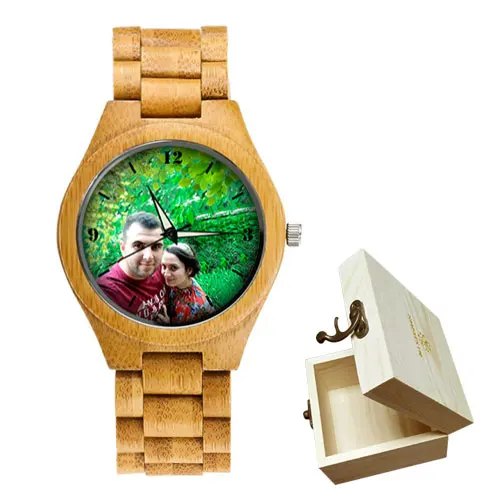bamboo watch box Семейные часы для влюбленных, индивидуальная гравировка, фото, УФ-печать, бамбуковые деревянные часы, подарки для мужчин, уникальный подарок, дропшиппи - Цвет: bamboo watch box
