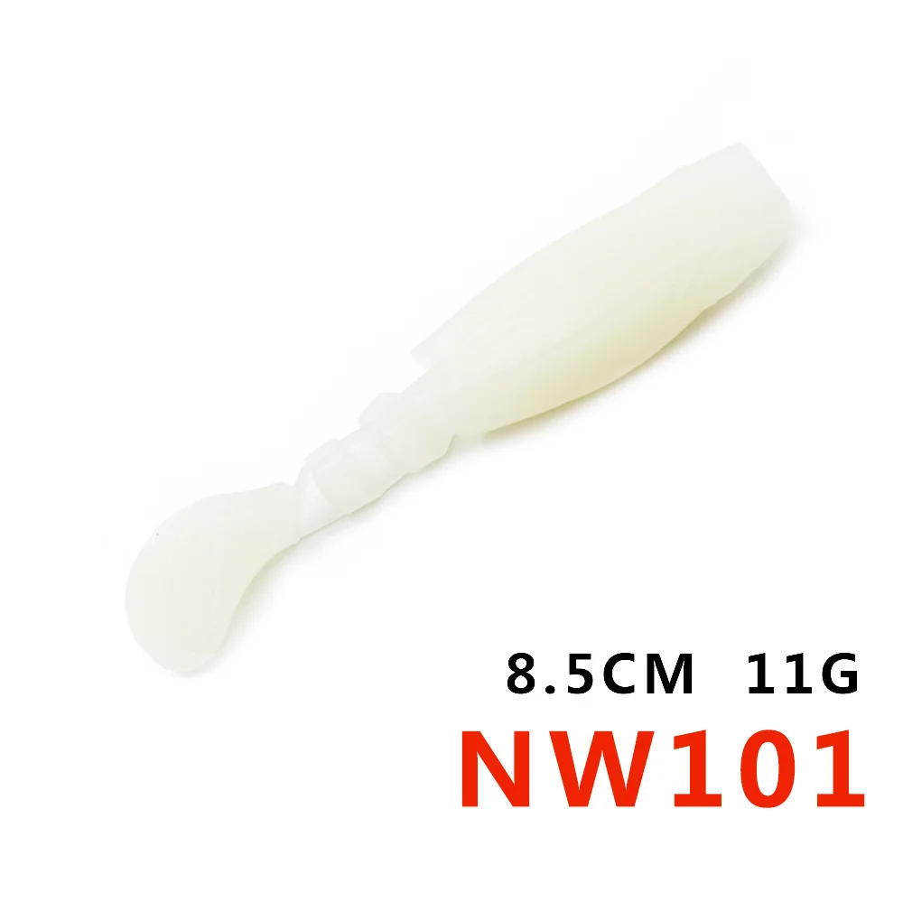 8.5cm11gNW101 Bassland мягкие пластиковые приманки рыболовные приманки для зимней рыбалки T-хвост 7,5-8,5 см 7-11g 10 видов цветов 4-5 шт./пакет Для Бас окунь Щука - Цвет: 8.5cm11gNW101