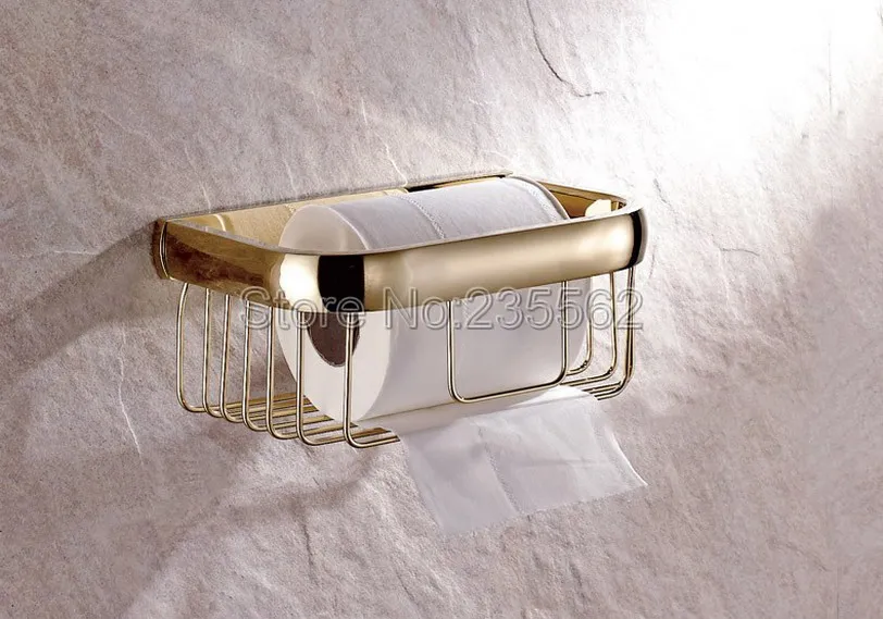 Золотистый однотонный латунный держатель для туалетной бумаги в европейском
