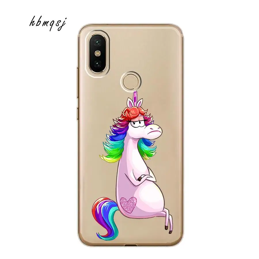 Милый чехол для xiaomi redmi note 6 pro силиконовый мягкий с радужным единорогом