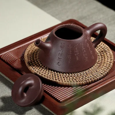 Yixing Zisha Pot Famous Pure Handmade Raw ore Huanglongshan Purple Mud Overlord Stone Scoop Teapot Kung Fu Tea Set
