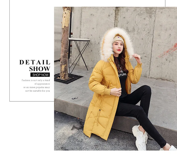 Thick Jacket Big fur collar Women's New Korean Version Big Fur Collar Medium-long Knee Size Thickened Jacket 1961