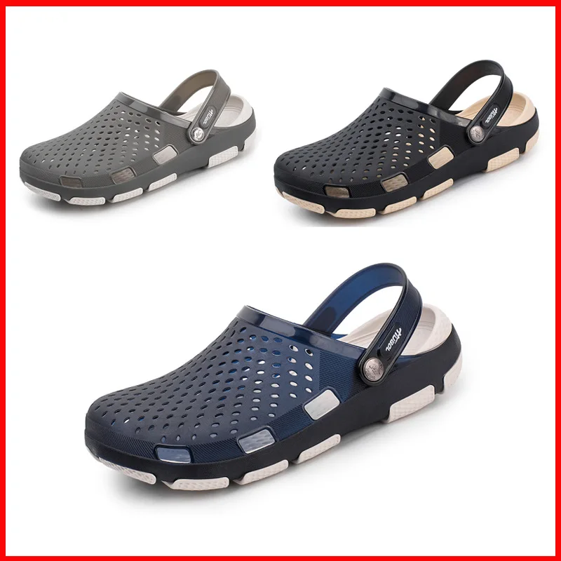 Сандалии мужские сетчатые дышащие пляжные шлепанцы без застежки летняя обувь с