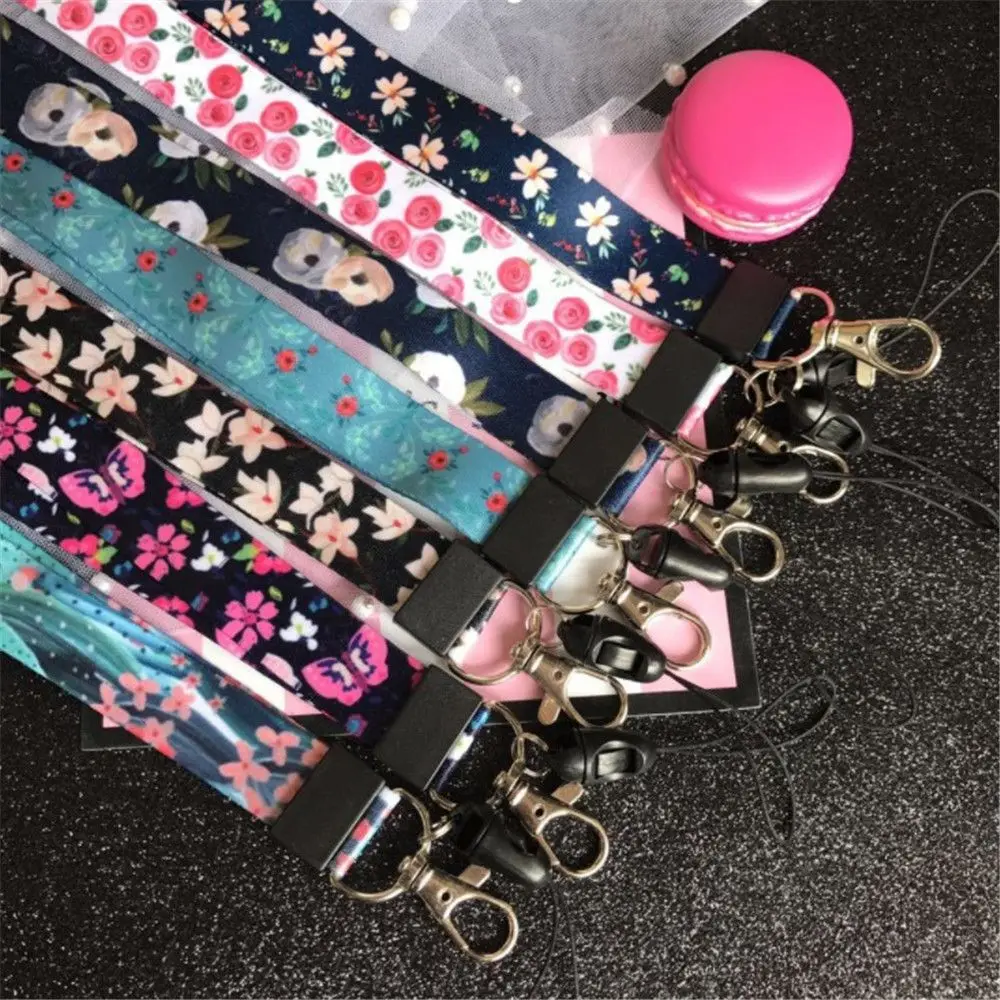 1 PC цветочным узором нашейные Ремешки ремешок для телефона КЛЮЧИ ID держатель карт