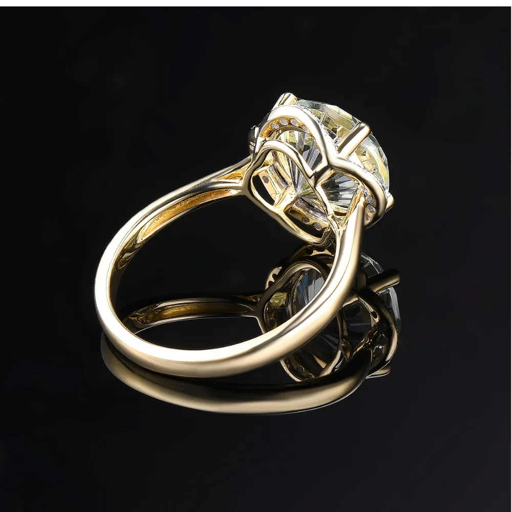 LP Solid 14KY Золотое кольцо с бриллиантом натуральный зеленый аметист 3.76CT специальный Ромашка для резки изысканные модные ювелирные изделия из драгоценных камней для женщин подарок
