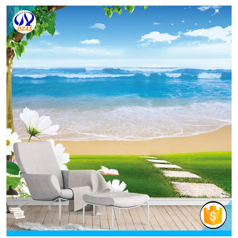 

2018 DZAS-YCY new large-scale 3D seascape living room TV background wall painting