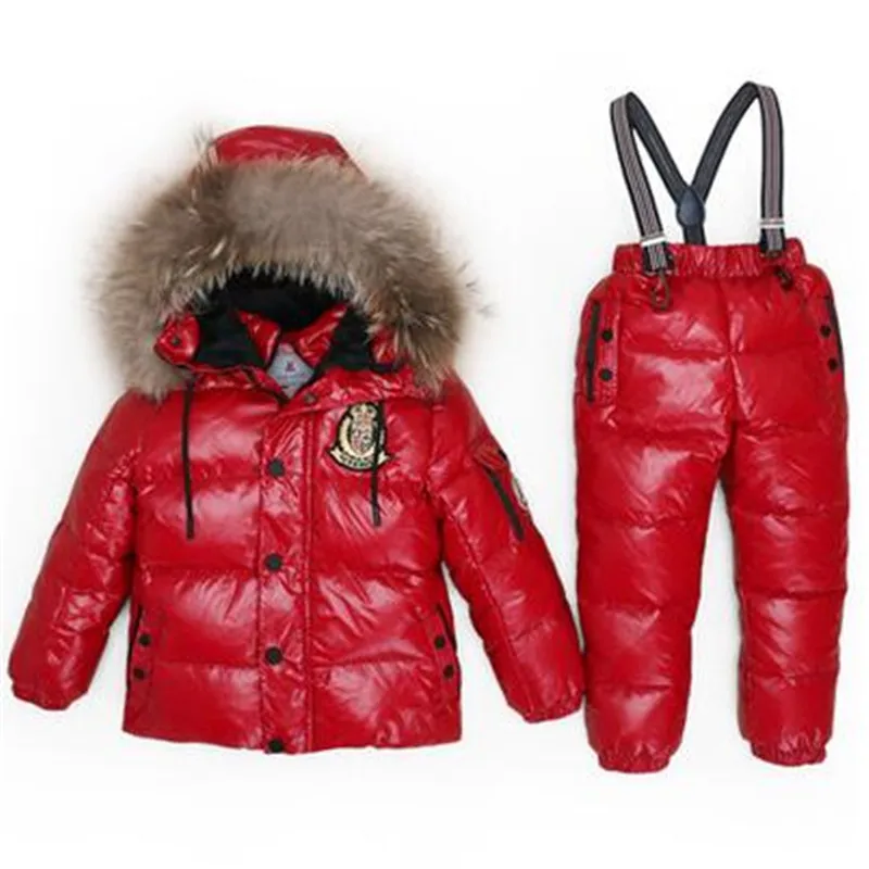 Super Warm Children Winter Suits Boys Girl Duck Down Jacket + Bib Pants 2 pcs Clothing Set Thermal Kids Snow Wear Top Quality | Детская