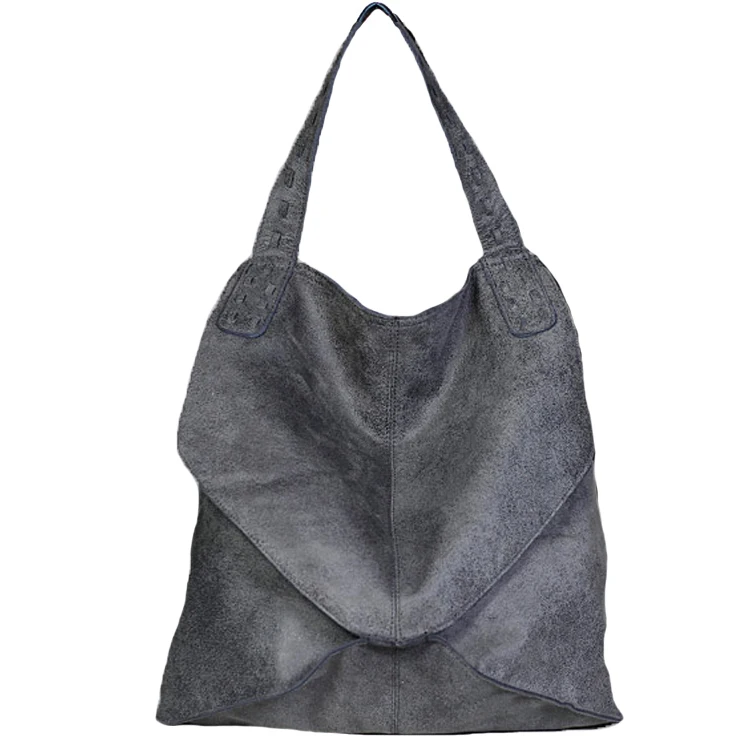 Scrub Grey Горячая Распродажа, женская сумка через плечо из натуральной кожи, большая вместительность, дизайн со стразами, женская сумка через плечо из воловьей кожи - Цвет: Scrub Grey