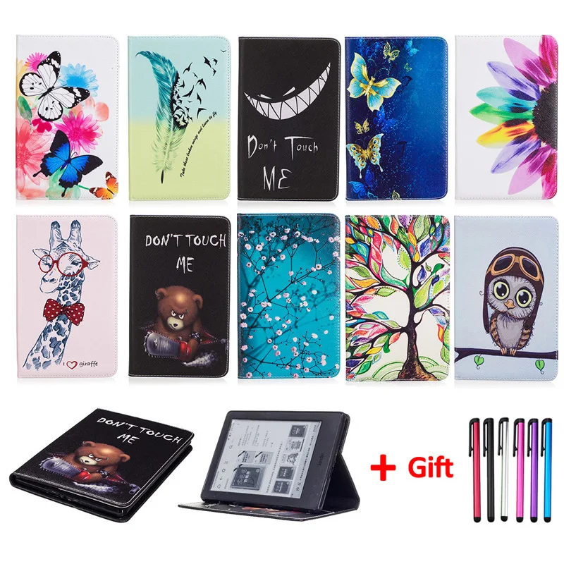 Милый чехол из искусственной кожи с откидной крышкой и рисунком для Amazon Kindle 8 th