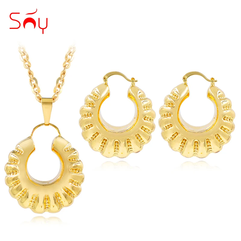 Sunny Jewelry большой обруч Женские Ювелирные наборы серьги кулон медь вечерние
