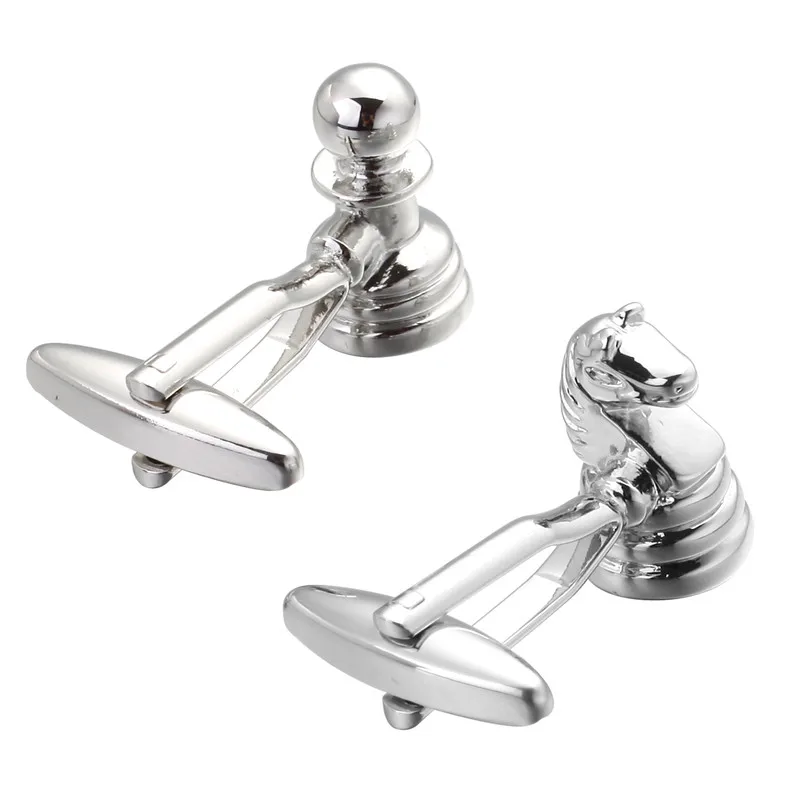 Мужские Подарочные шахматные запонки KC новинка дизайн рыцарей и Pawns серебристый