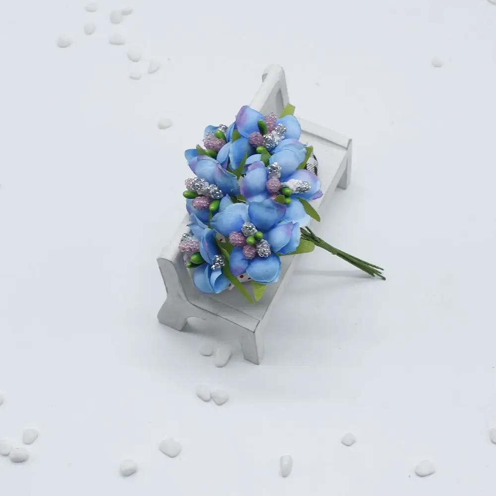 6 шт./лот Шелковый градиент Stamen ручной работы искусственный цветок букет