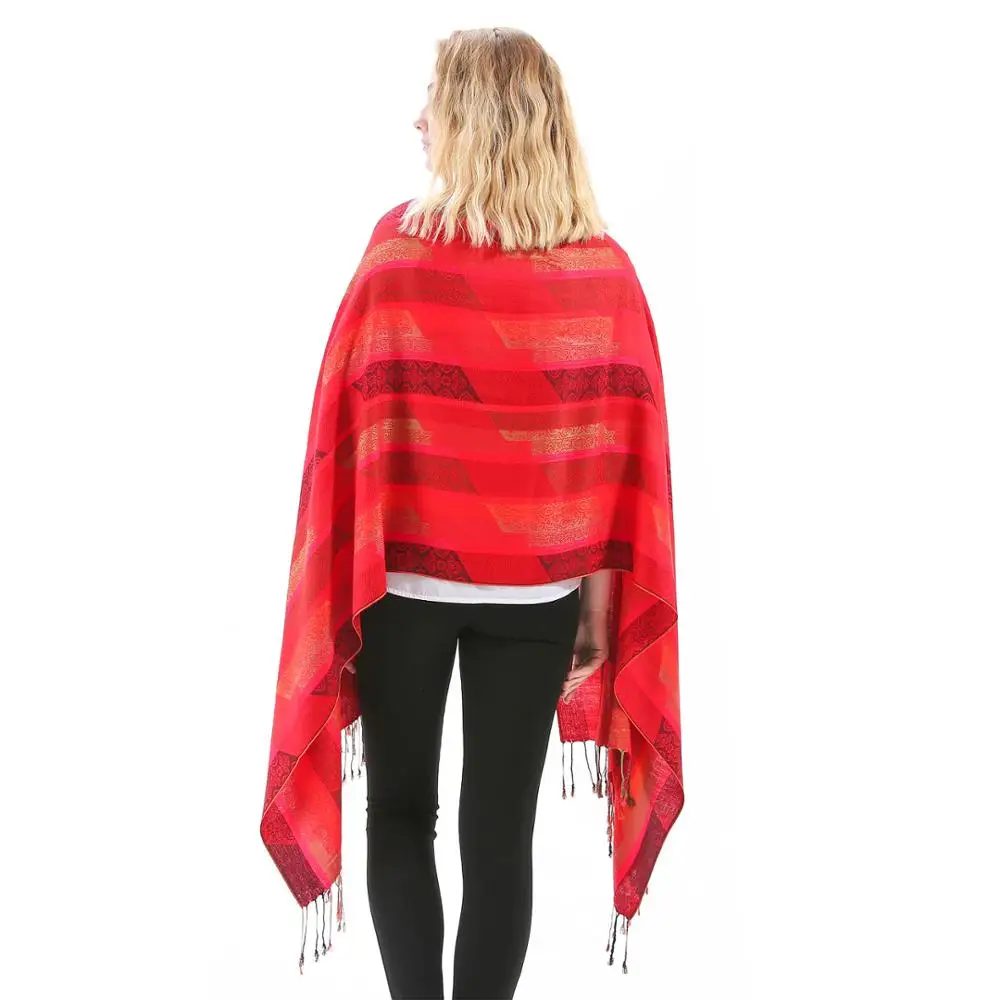 Шелковый шарф из пушимины Пейсли полосатый платок хиджаб палантин осень весна