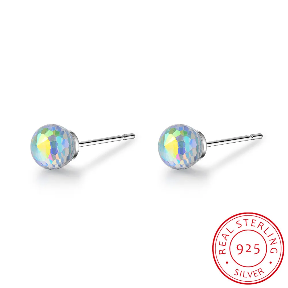 

LEKANI Crystals Classic 925 Sterling Silver Bijoux Colorful Bead Ball Minimalist Women Stud Earrings Brincos