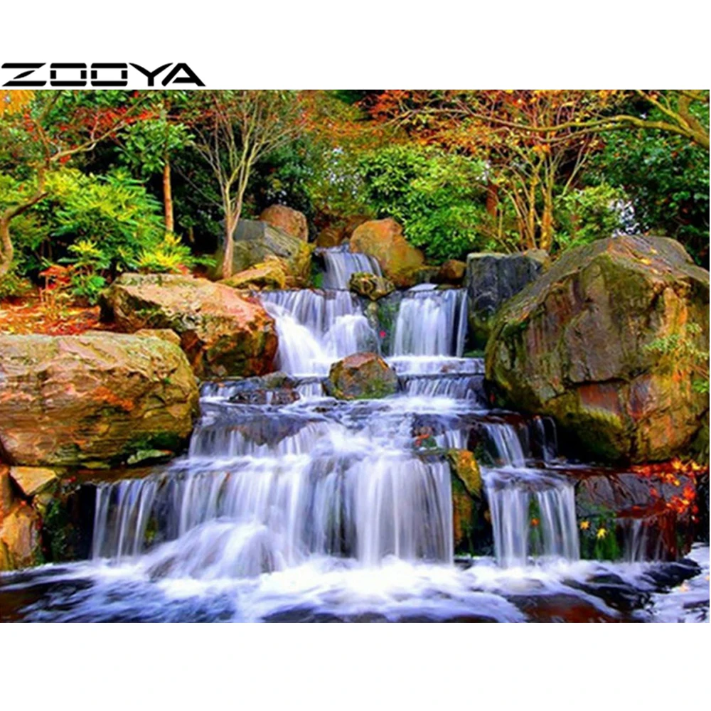 

ZOOYA Diamond Embroidery 5D DIY Diamond Painting Embroidery With Diamonds Waterfall Flowing Down The Hill Wall Stickers R599