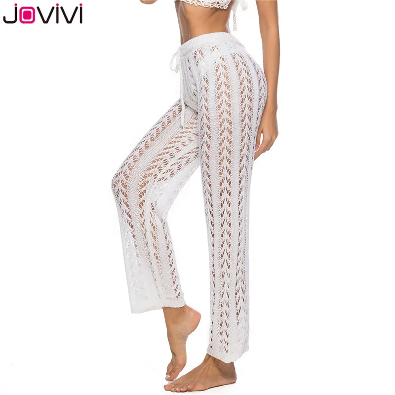 Jovivi/1 шт. новые сексуальные женские широкие брюки Boho прозрачные свободные высокая